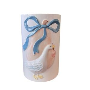 Vtg Marmalade Goose Duck Ceramic Utensil Holder Storage 80s Cottage Read